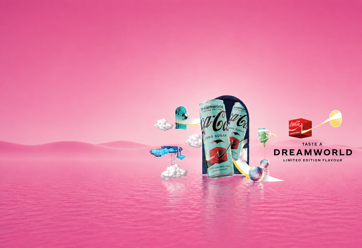 Imagem hero da campanha Coke Dreamworld