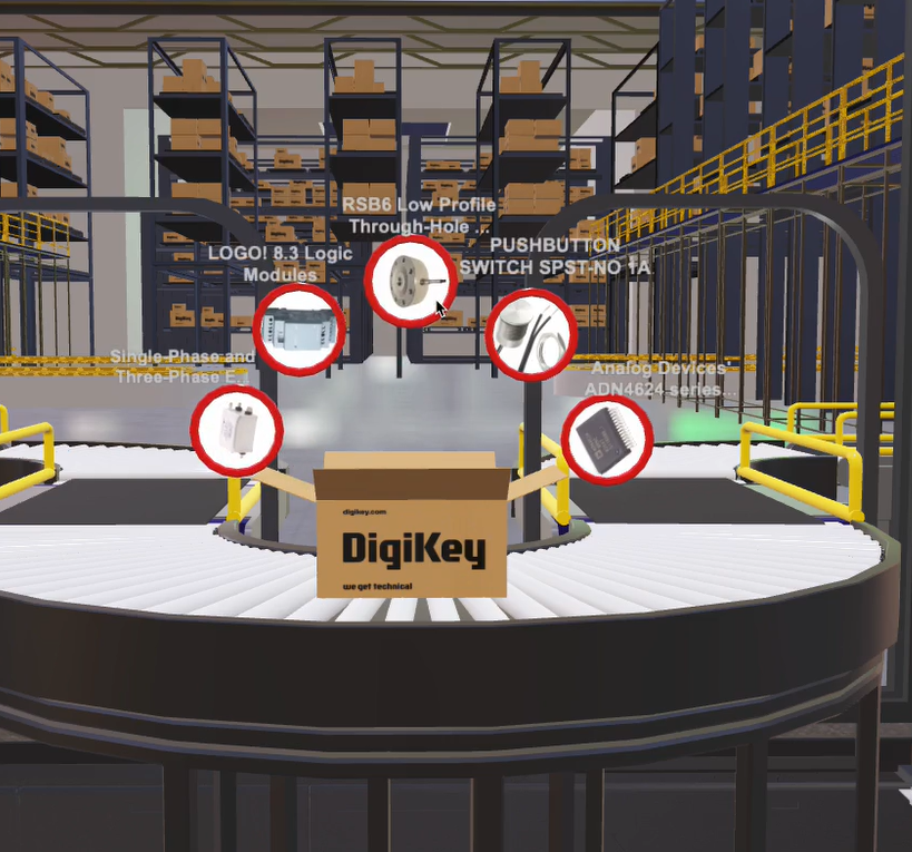Ambiente virtual DigiKey com placas de circuito