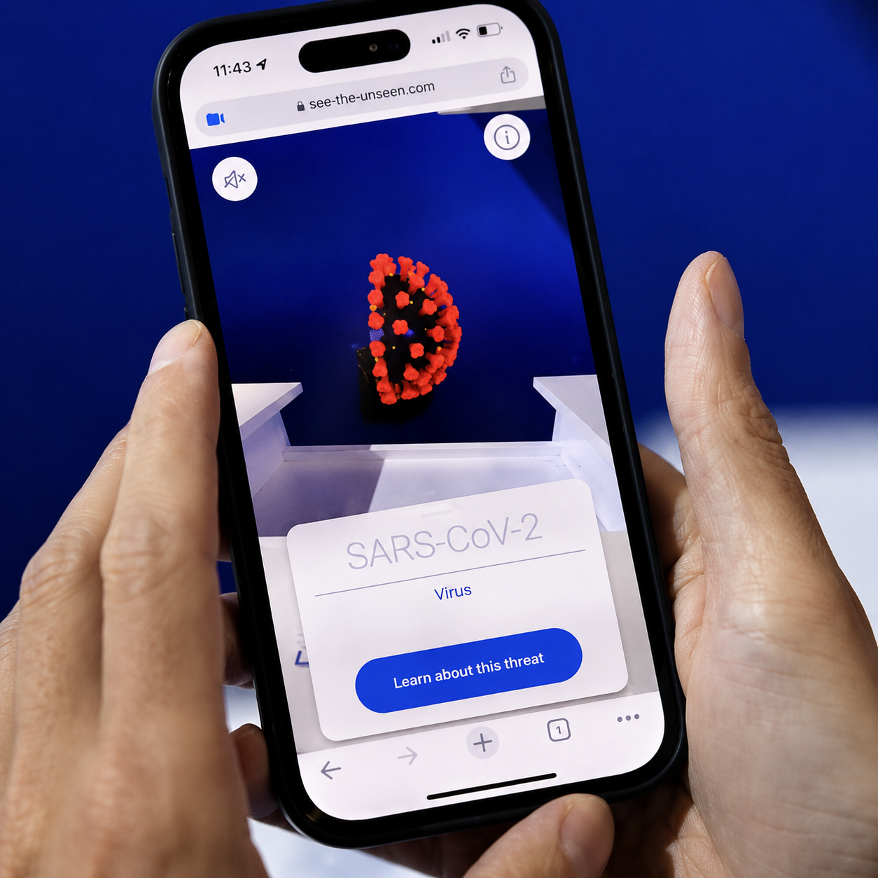 Ameaça microscópica em 3D na experiência WebAR da Ecolab